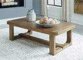 Warmstead Furniture - Ashley Furniture - Cabalynn Coffee Table - Rectangular Cocktail Table / Light Brown - T974-1